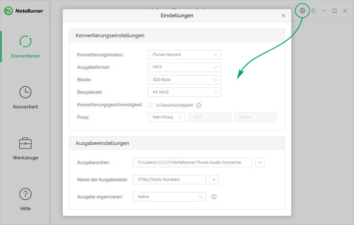 Einstellungen von Apple Music Converter