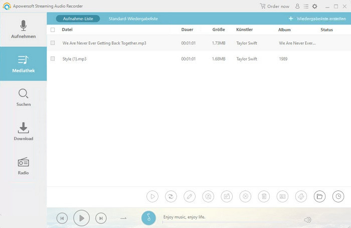 Mediathek von Apowersoft Streaming Audio Recorder