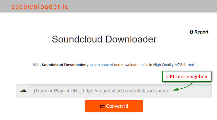 Soundcloud-URL eingeben